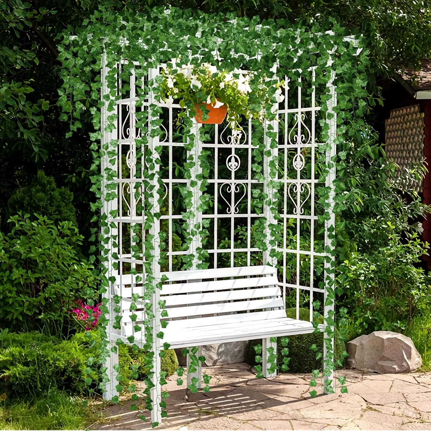 Bloomfinity:  12 Strands 84Ft Fake Vines for Bedroom with 33Ft String Lights, Cute Artificial Hanging Ivy Vines with Fake Leaves, Fake Plants for Christmas Party Garden Wall Room Decor