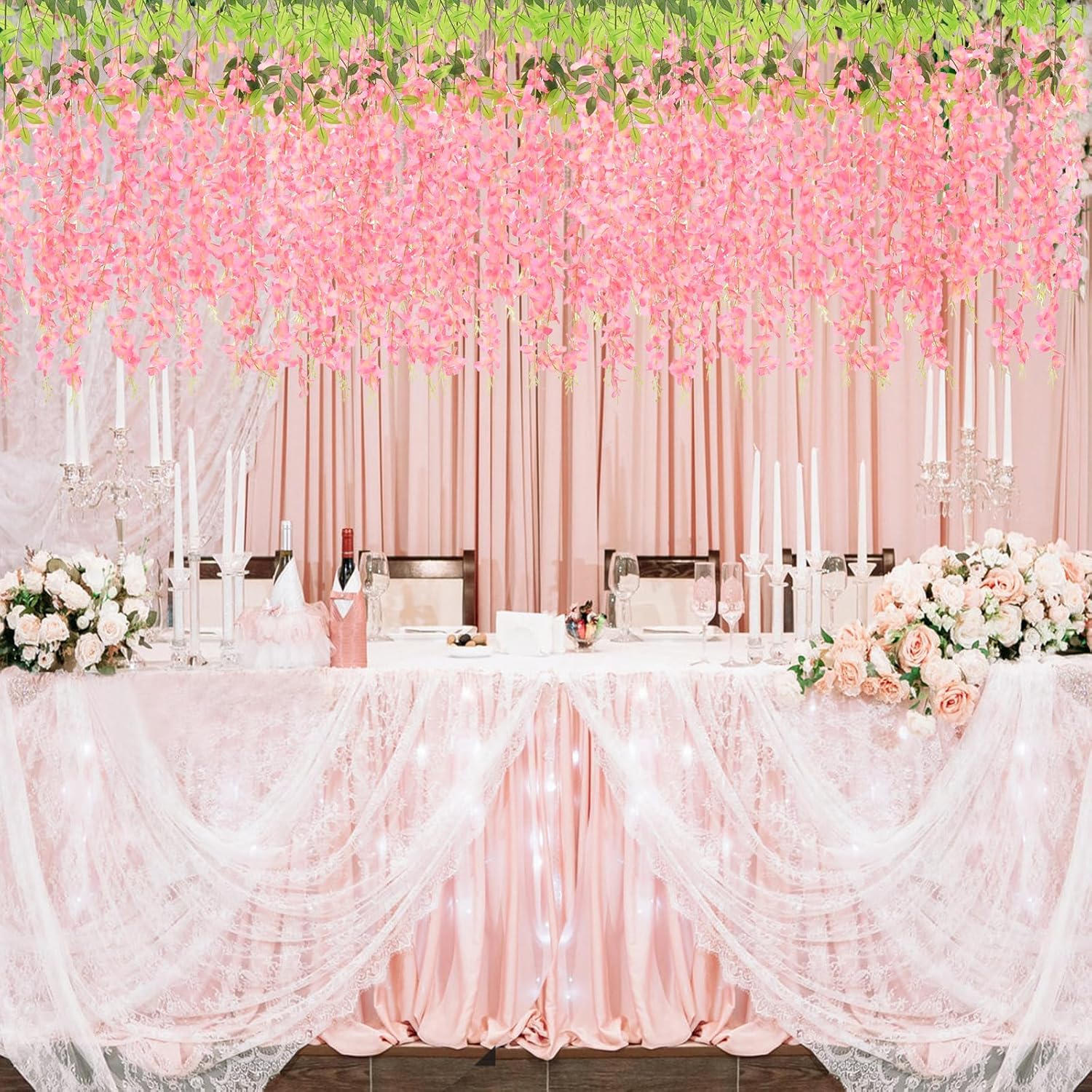 Bloomfinity:  36Pcs White & Purple Fake Wisteria Hanging Flowers, 3.6Ft/Pcs Artificial Wisteria Garland, Hanging Flowers for Wedding Party Home Backdrop Wall Decoration