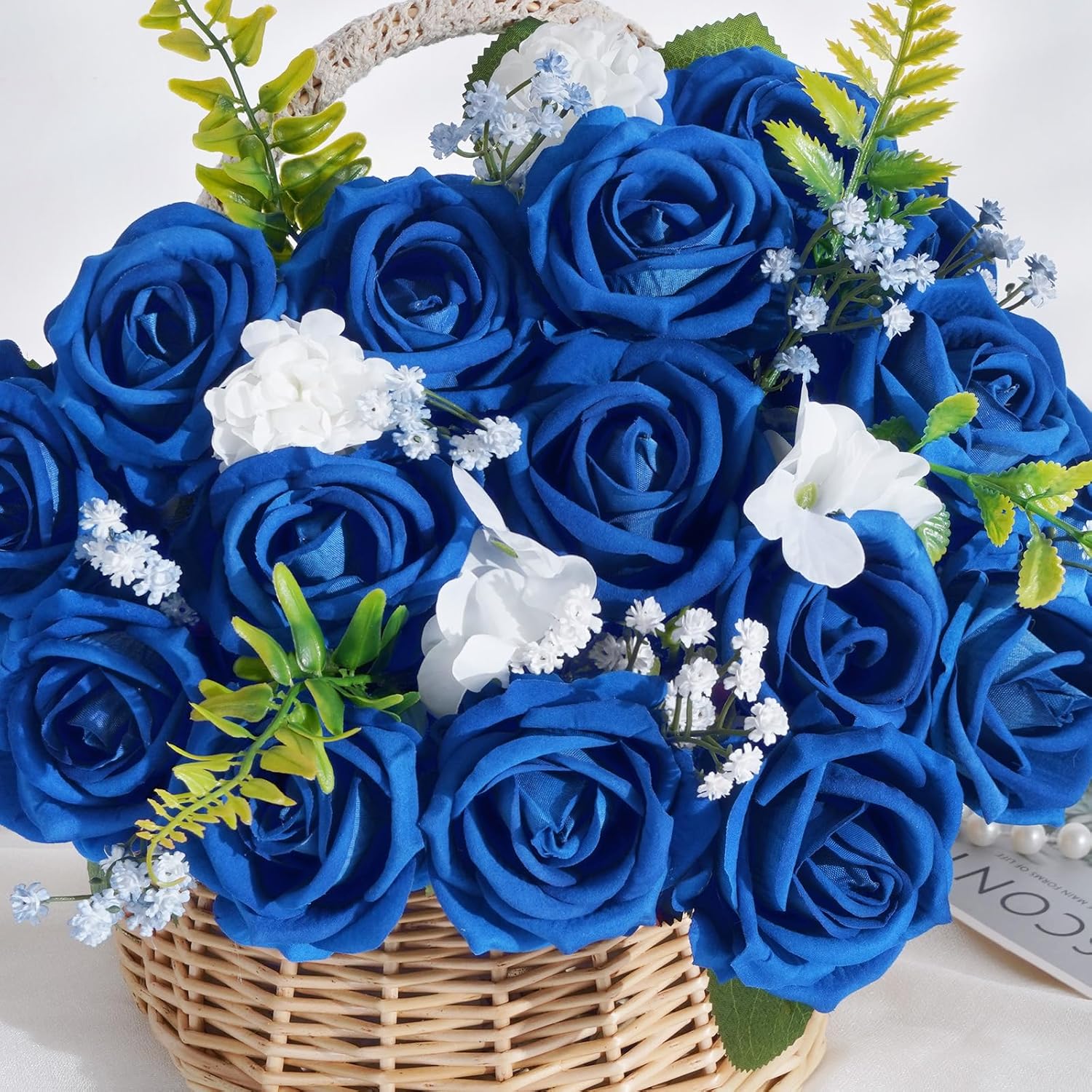 Bloomfinity:  50 Pcs Red Roses Artificial Flowers, Real Touch Velvet Roses Fake Flowers Bulk, Artificial Roses Bouquet with Long Stems Bridal DIY Wedding Party Centerpiece Decorations
