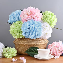 Bloomfinity:  4 Pcs Blue Hydrangea Artificial Flowers with Realistic Stems, 18In Large Fake Blue Flowers, Faux Flower for Home Party Decor Outdoor Wedding Bouquets Table Centerpieces Decoration