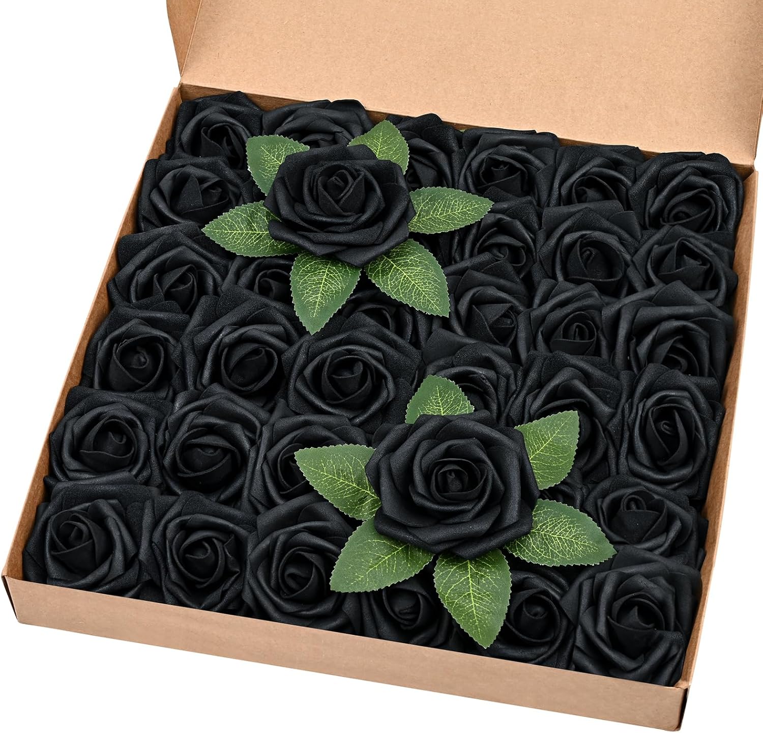 Bloomfinity: 16Pcs Artificial Flowers Fake Roses with Stems, Pink Boxed Foam Roses for DIY Bouquets Centerpieces Wedding Party Arrangement Bridal Shower Decor