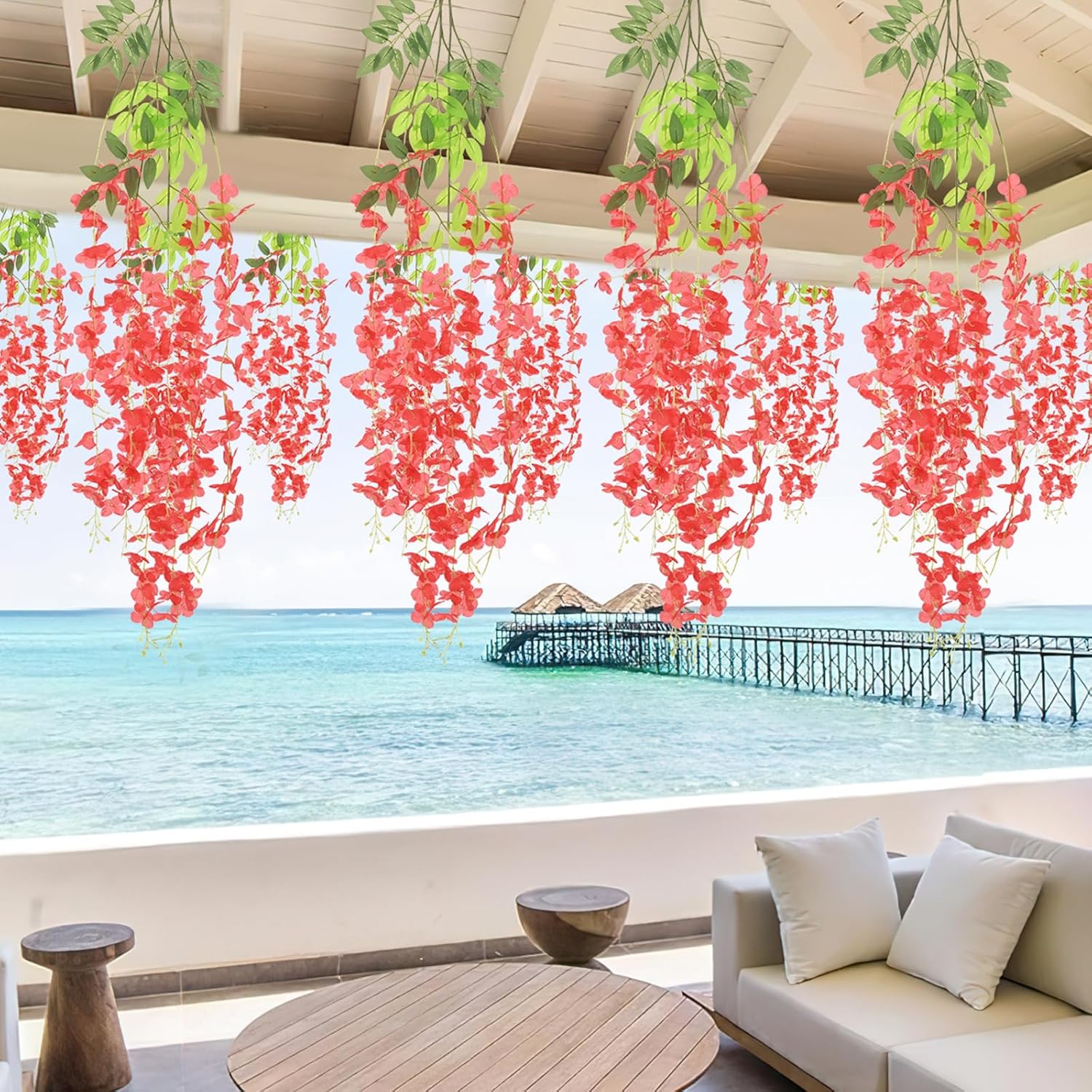 Bloomfinity:  36Pcs White & Purple Fake Wisteria Hanging Flowers, 3.6Ft/Pcs Artificial Wisteria Garland, Hanging Flowers for Wedding Party Home Backdrop Wall Decoration