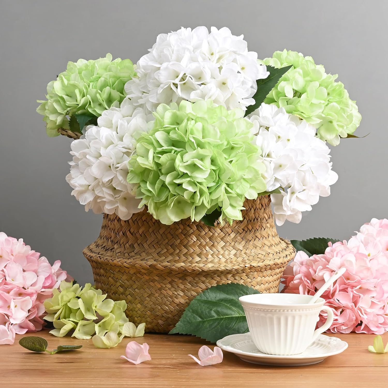 Bloomfinity:  4 Pcs Blue Hydrangea Artificial Flowers with Realistic Stems, 18In Large Fake Blue Flowers, Faux Flower for Home Party Decor Outdoor Wedding Bouquets Table Centerpieces Decoration