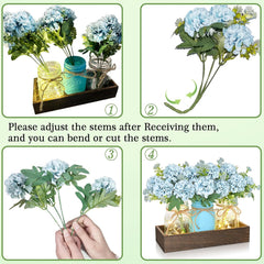 Bloomfinity:  Centerpiece Table Decorations - 3Pcs Roses Artificial Flowers in Mason Jars with Wood Tray for Dining Table Coffee Table Farmhouse Home Decor