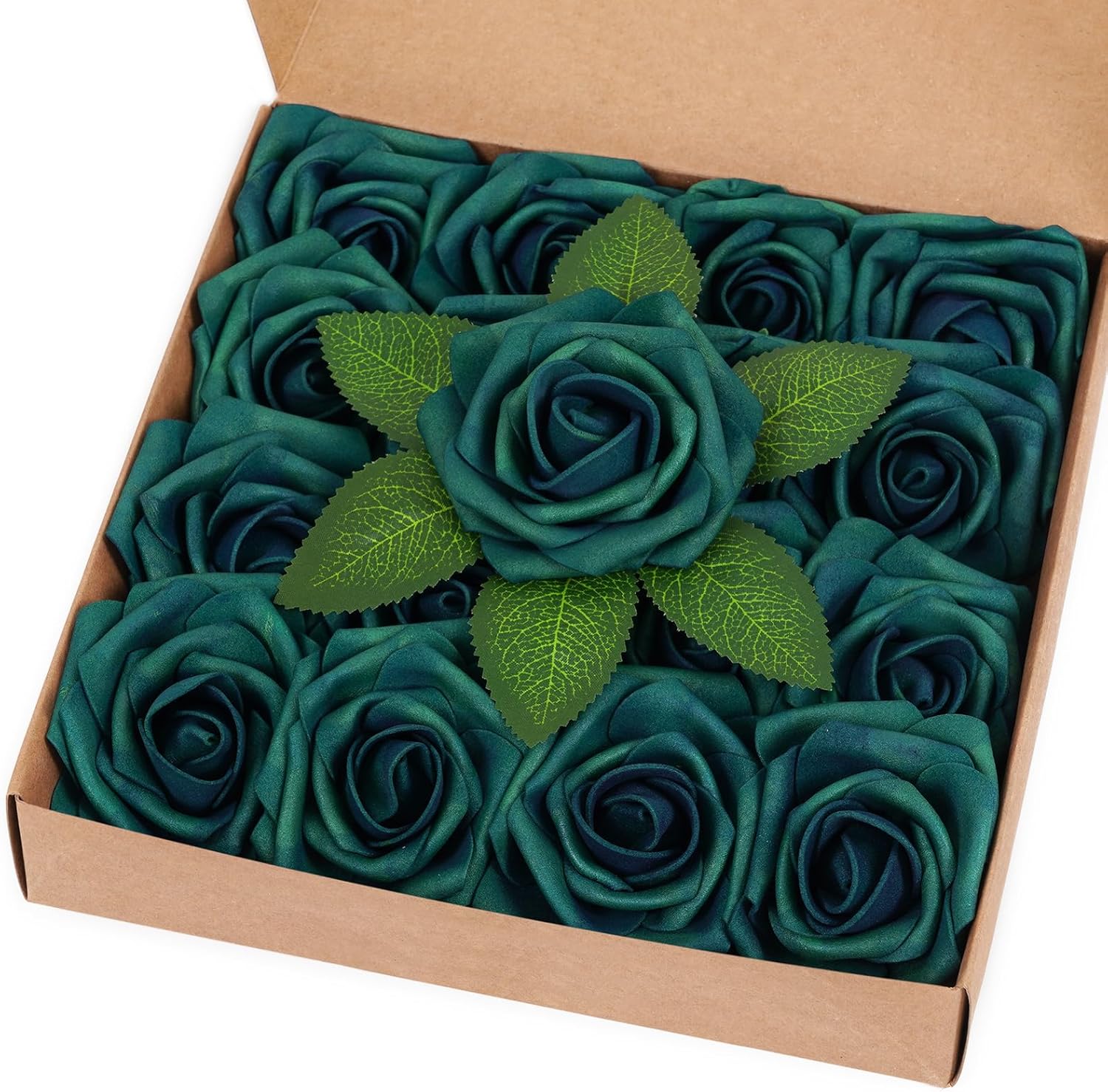 Bloomfinity: 16Pcs Artificial Flowers Fake Roses with Stems, Pink Boxed Foam Roses for DIY Bouquets Centerpieces Wedding Party Arrangement Bridal Shower Decor