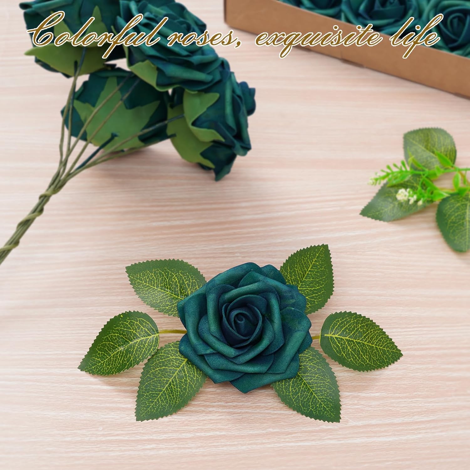 Bloomfinity: 16Pcs Artificial Flowers Fake Roses with Stems, Pink Boxed Foam Roses for DIY Bouquets Centerpieces Wedding Party Arrangement Bridal Shower Decor