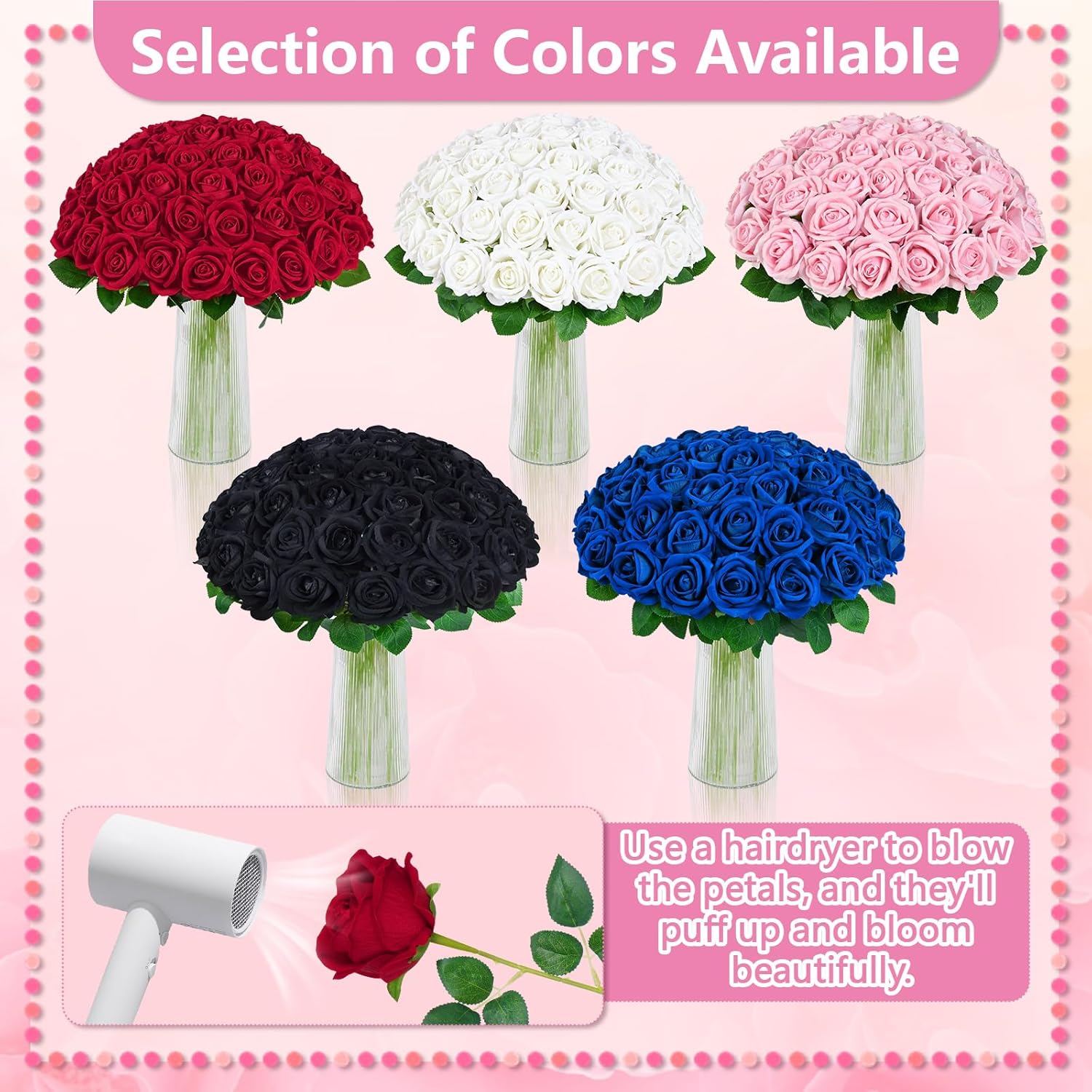 Bloomfinity:  50 Pcs Red Roses Artificial Flowers, Real Touch Velvet Roses Fake Flowers Bulk, Artificial Roses Bouquet with Long Stems Bridal DIY Wedding Party Centerpiece Decorations