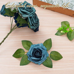 Bloomfinity: 16Pcs Artificial Flowers Fake Roses with Stems, Pink Boxed Foam Roses for DIY Bouquets Centerpieces Wedding Party Arrangement Bridal Shower Decor