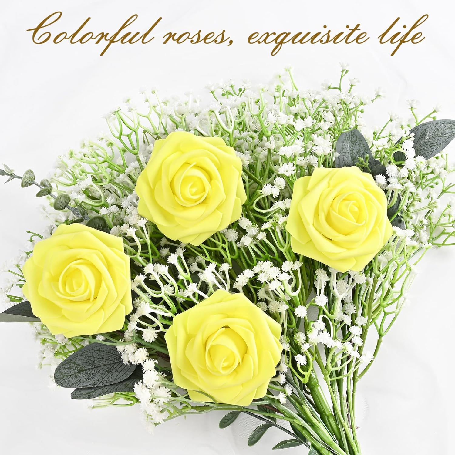 Bloomfinity: 16Pcs Artificial Flowers Fake Roses with Stems, Pink Boxed Foam Roses for DIY Bouquets Centerpieces Wedding Party Arrangement Bridal Shower Decor