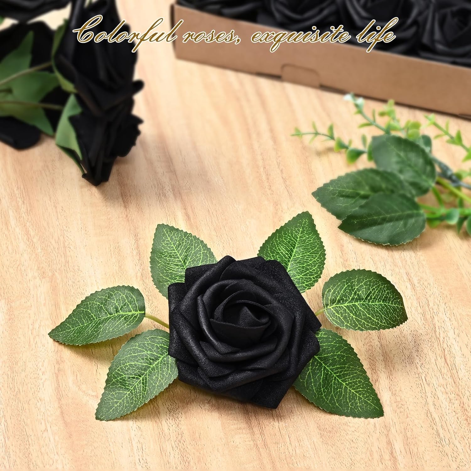 Bloomfinity: 16Pcs Artificial Flowers Fake Roses with Stems, Pink Boxed Foam Roses for DIY Bouquets Centerpieces Wedding Party Arrangement Bridal Shower Decor