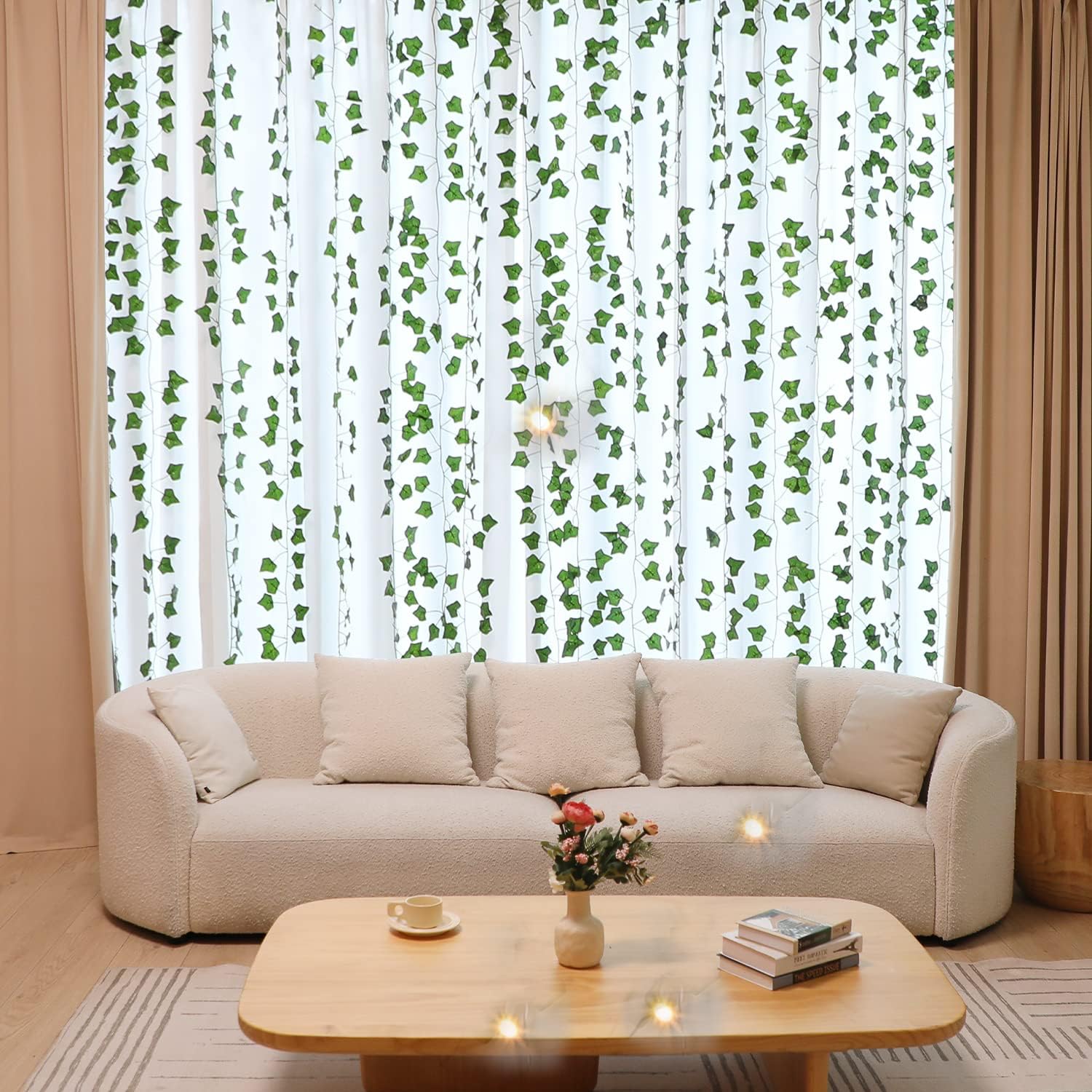Bloomfinity:  12 Strands 84Ft Fake Vines for Bedroom with 33Ft String Lights, Cute Artificial Hanging Ivy Vines with Fake Leaves, Fake Plants for Christmas Party Garden Wall Room Decor