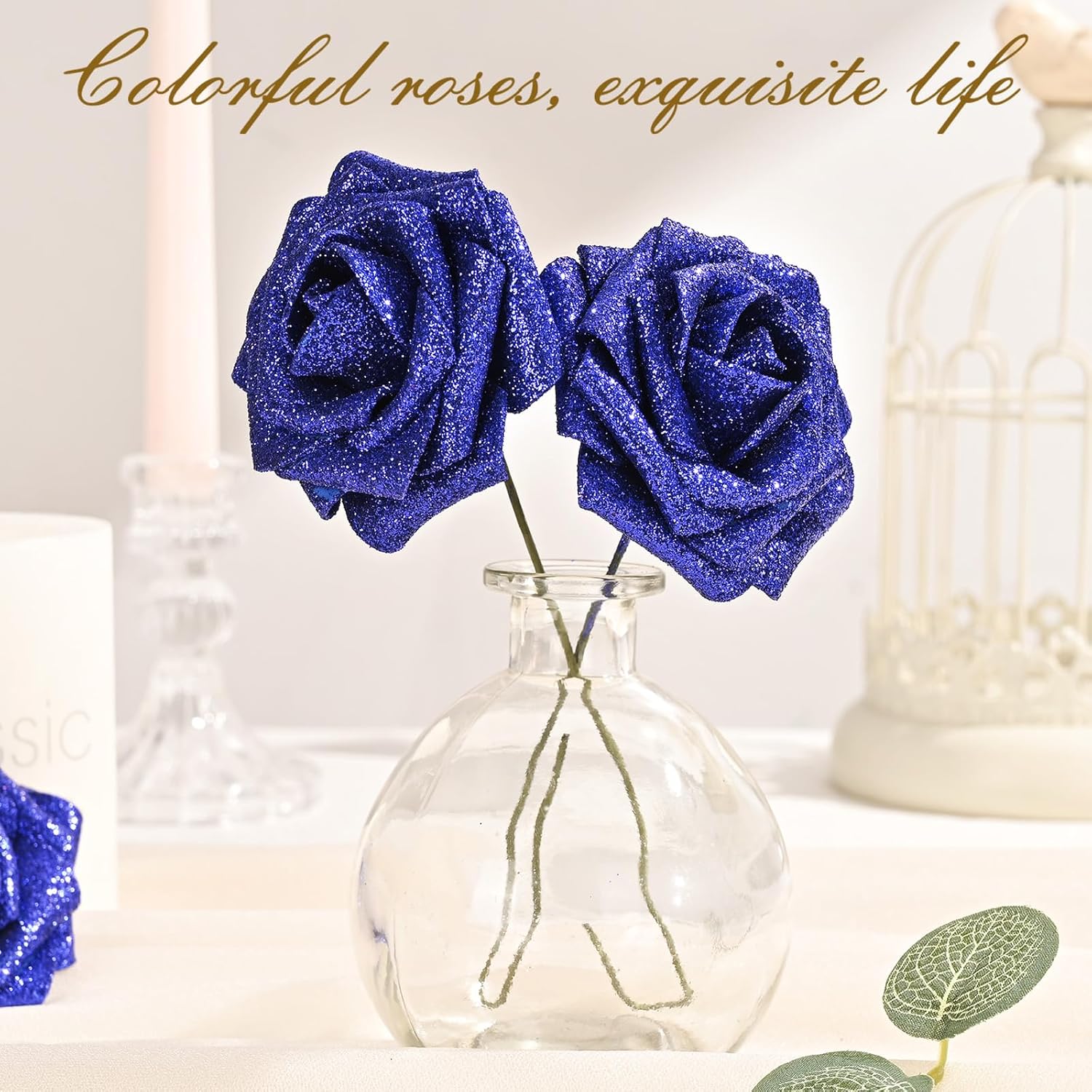 Bloomfinity: 16Pcs Artificial Flowers Fake Roses with Stems, Pink Boxed Foam Roses for DIY Bouquets Centerpieces Wedding Party Arrangement Bridal Shower Decor