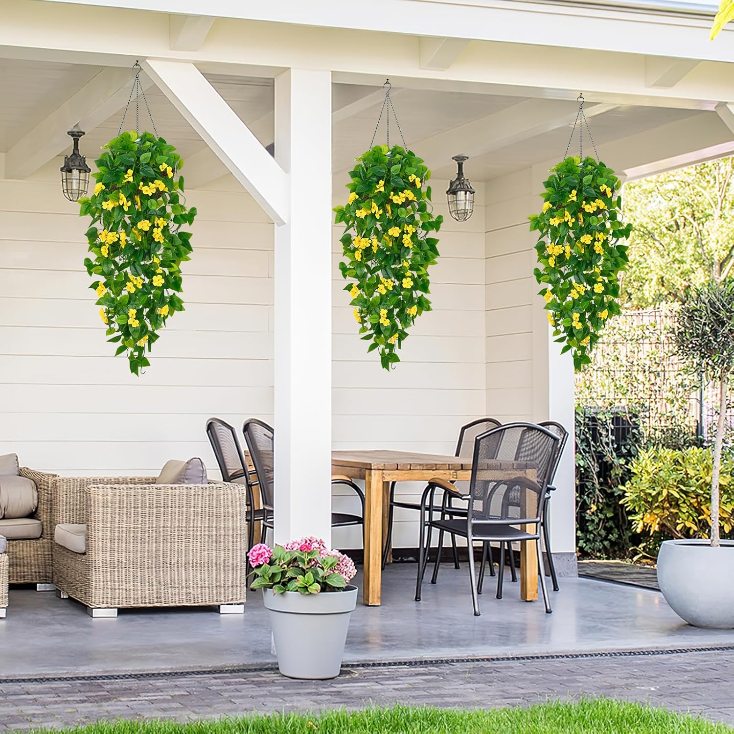 Bloomfinity:  1Pcs Fake Hanging Plants, 9 Branch Artificial Hanging Plant, Lush Faux Pothos Vines for Home Room Wall Shelf Porch Outdoor Indoor Decor (No Baskets)