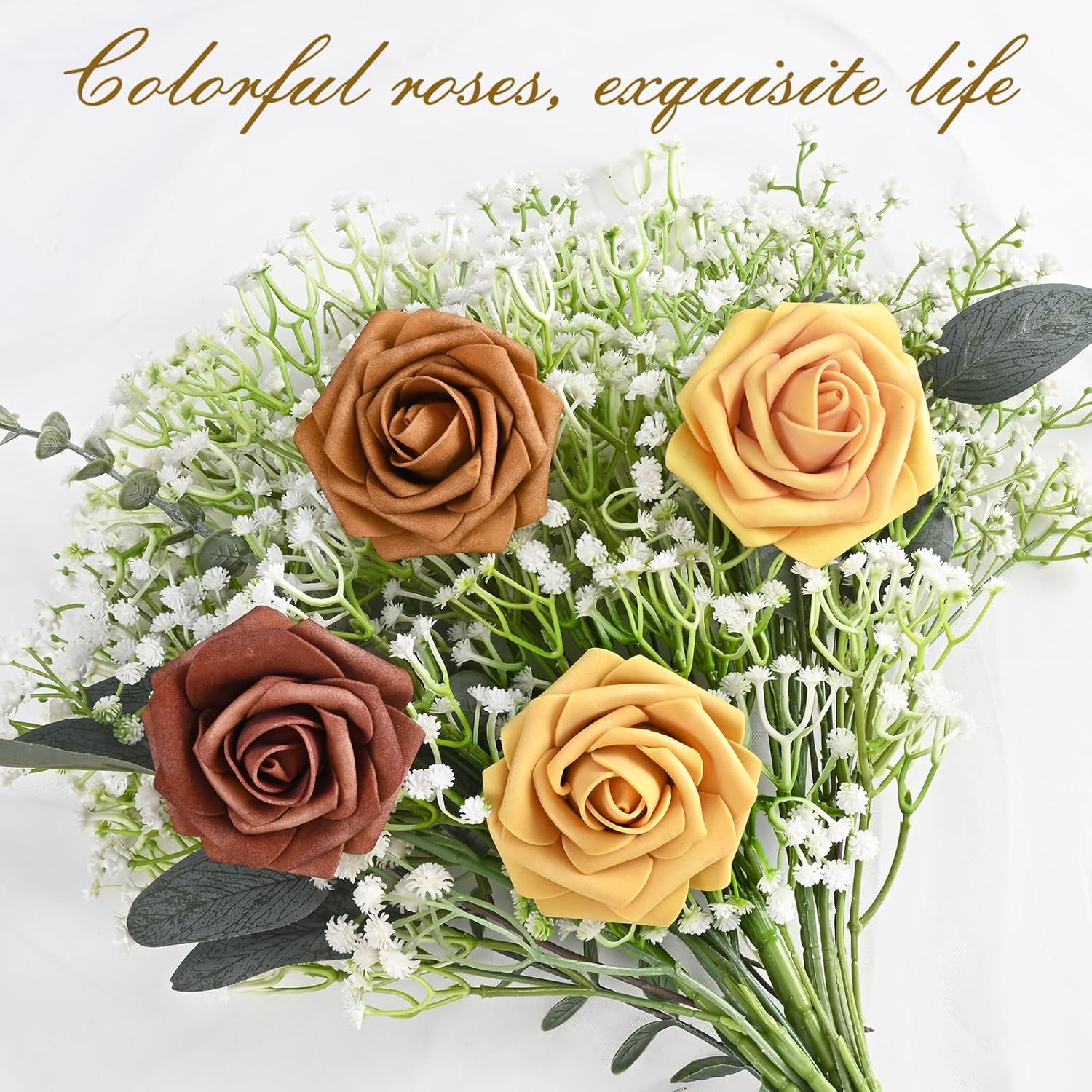 Bloomfinity: 16Pcs Artificial Flowers Fake Roses with Stems, Pink Boxed Foam Roses for DIY Bouquets Centerpieces Wedding Party Arrangement Bridal Shower Decor