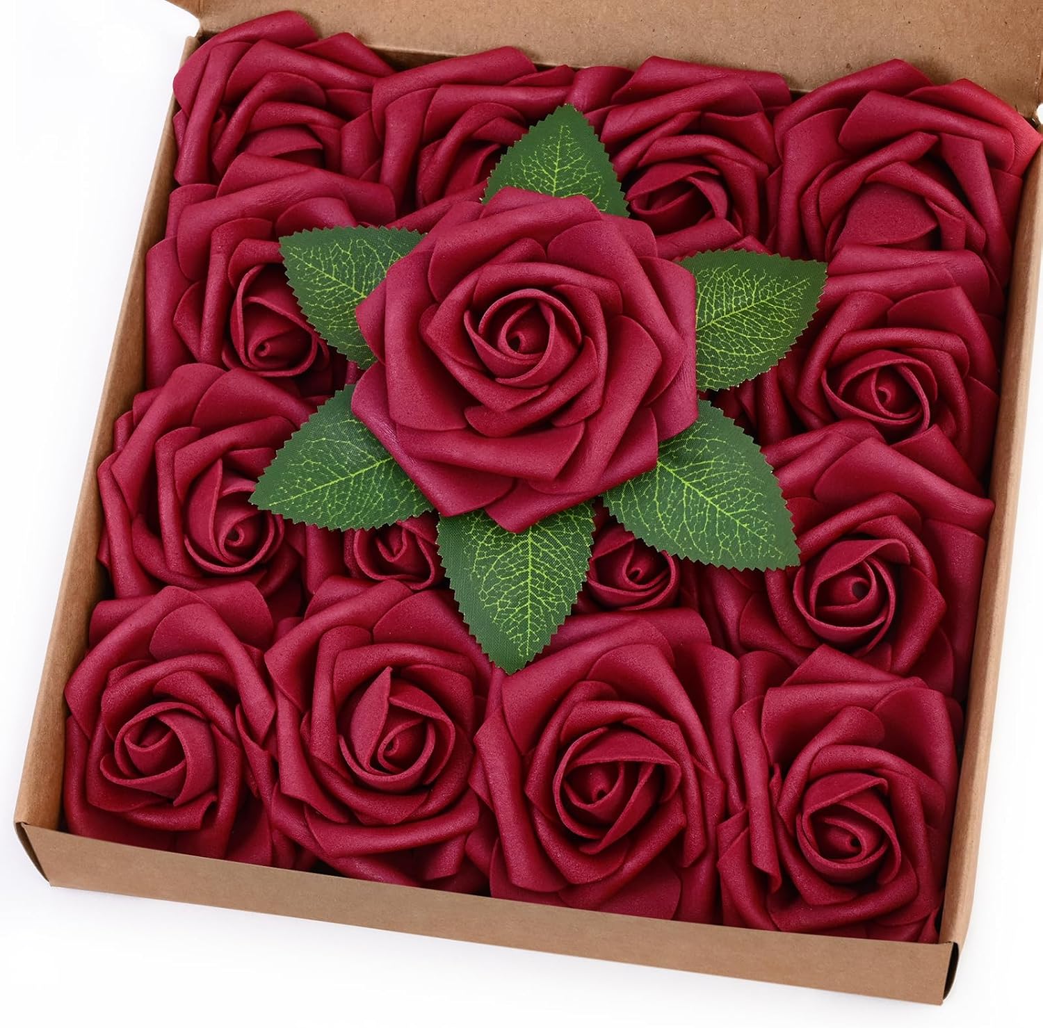 Bloomfinity: 16Pcs Artificial Flowers Fake Roses with Stems, Pink Boxed Foam Roses for DIY Bouquets Centerpieces Wedding Party Arrangement Bridal Shower Decor