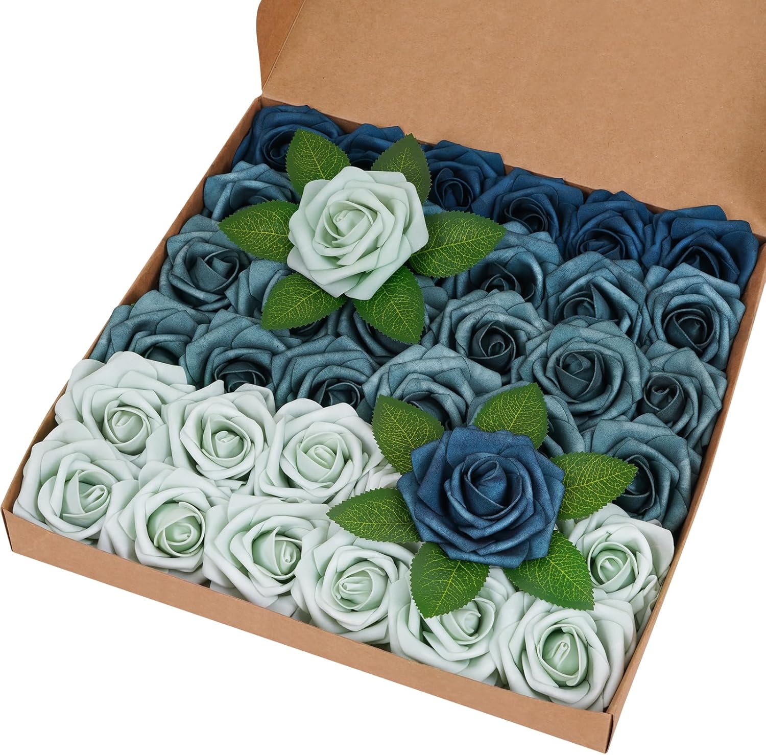Bloomfinity: 16Pcs Artificial Flowers Fake Roses with Stems, Pink Boxed Foam Roses for DIY Bouquets Centerpieces Wedding Party Arrangement Bridal Shower Decor