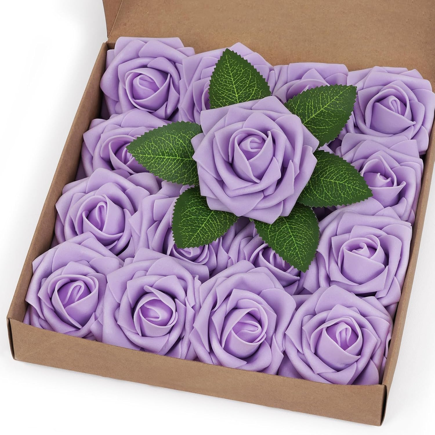 Bloomfinity: 16Pcs Artificial Flowers Fake Roses with Stems, Pink Boxed Foam Roses for DIY Bouquets Centerpieces Wedding Party Arrangement Bridal Shower Decor