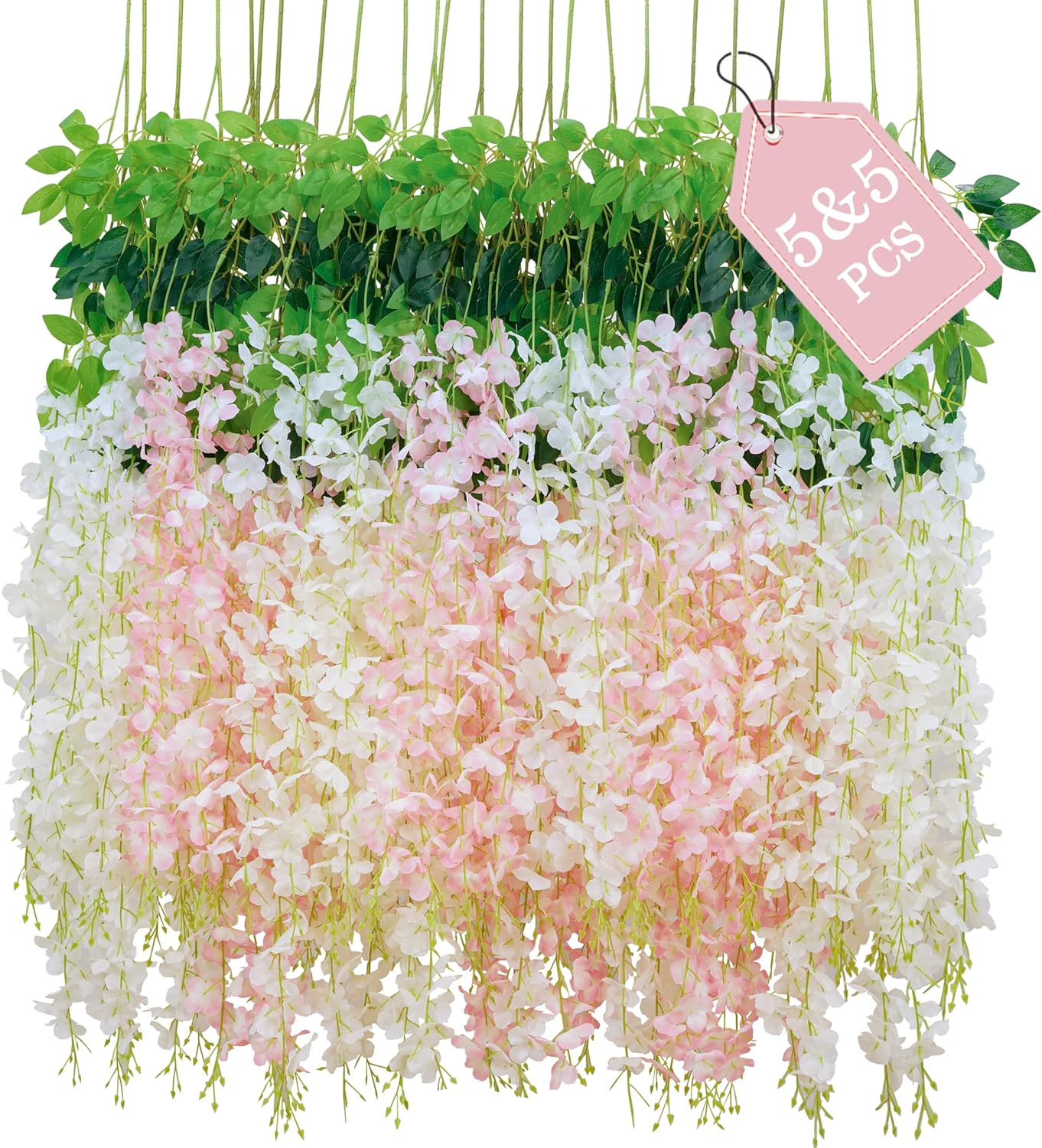 Bloomfinity:  36Pcs White & Purple Fake Wisteria Hanging Flowers, 3.6Ft/Pcs Artificial Wisteria Garland, Hanging Flowers for Wedding Party Home Backdrop Wall Decoration