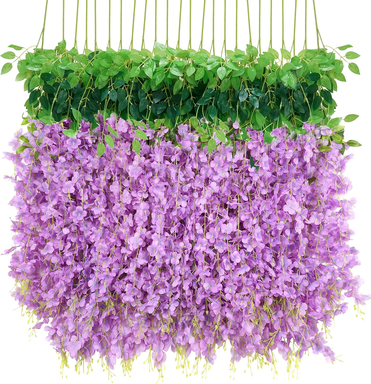 Bloomfinity:  36Pcs White & Purple Fake Wisteria Hanging Flowers, 3.6Ft/Pcs Artificial Wisteria Garland, Hanging Flowers for Wedding Party Home Backdrop Wall Decoration