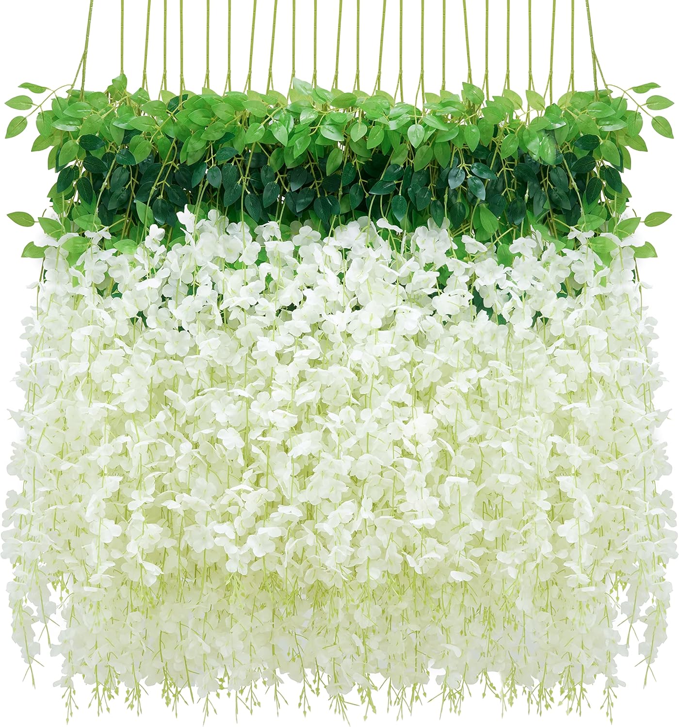 Bloomfinity:  36Pcs White & Purple Fake Wisteria Hanging Flowers, 3.6Ft/Pcs Artificial Wisteria Garland, Hanging Flowers for Wedding Party Home Backdrop Wall Decoration