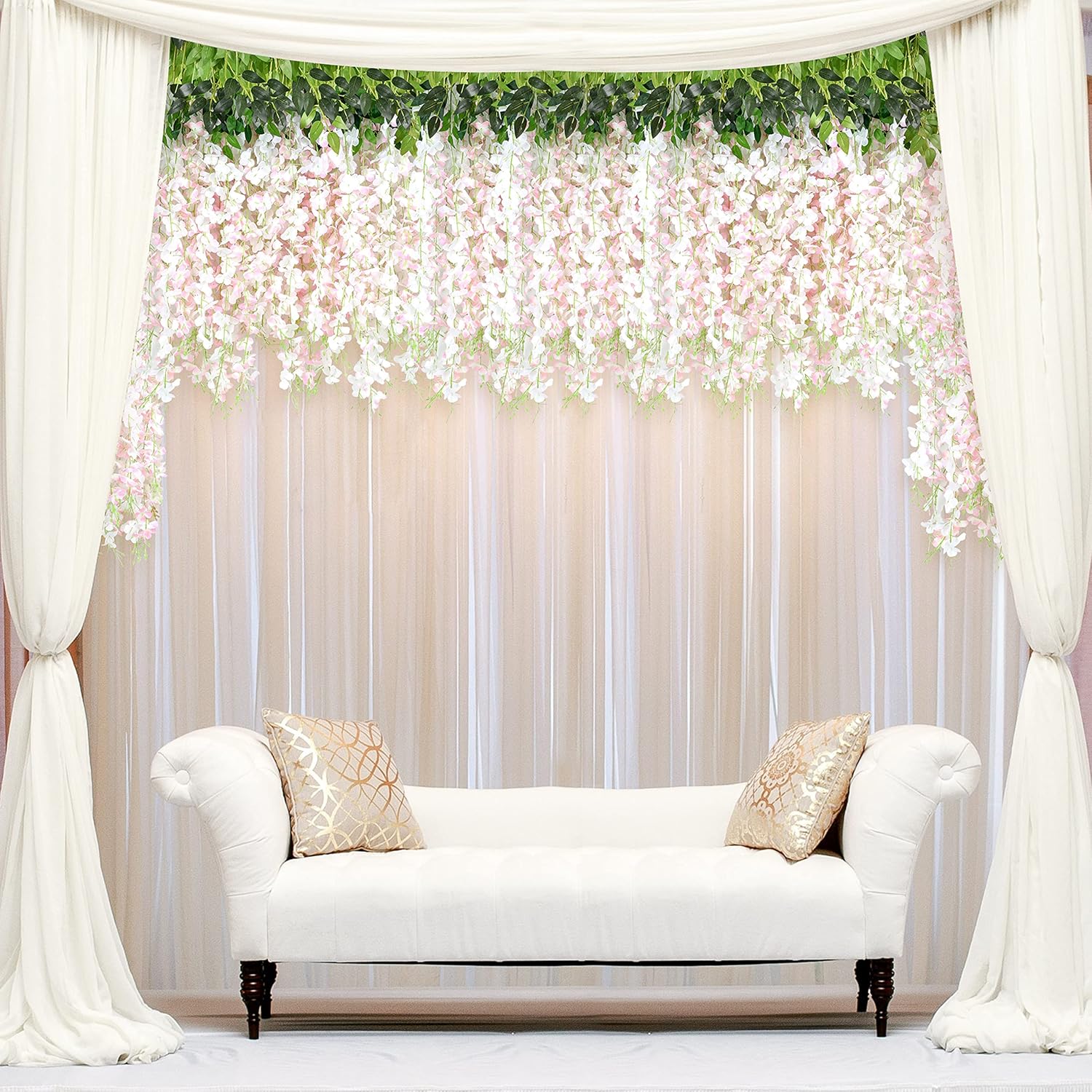Bloomfinity:  36Pcs White & Purple Fake Wisteria Hanging Flowers, 3.6Ft/Pcs Artificial Wisteria Garland, Hanging Flowers for Wedding Party Home Backdrop Wall Decoration