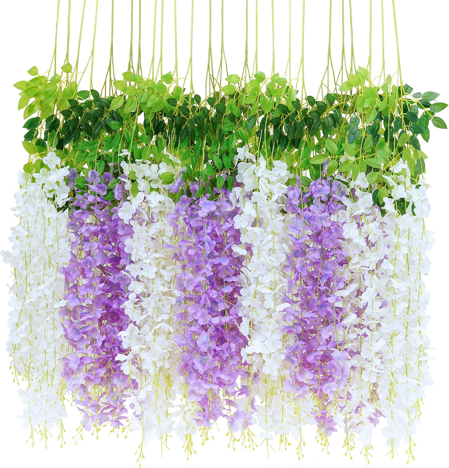 Bloomfinity:  36Pcs White & Purple Fake Wisteria Hanging Flowers, 3.6Ft/Pcs Artificial Wisteria Garland, Hanging Flowers for Wedding Party Home Backdrop Wall Decoration