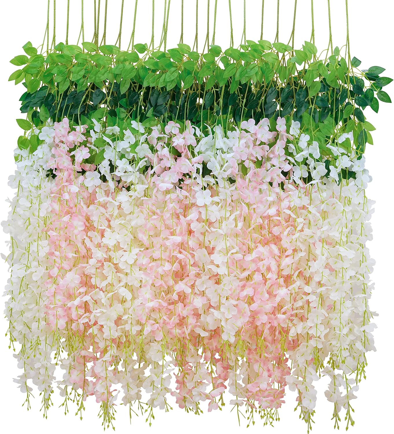 Bloomfinity:  36Pcs White & Purple Fake Wisteria Hanging Flowers, 3.6Ft/Pcs Artificial Wisteria Garland, Hanging Flowers for Wedding Party Home Backdrop Wall Decoration